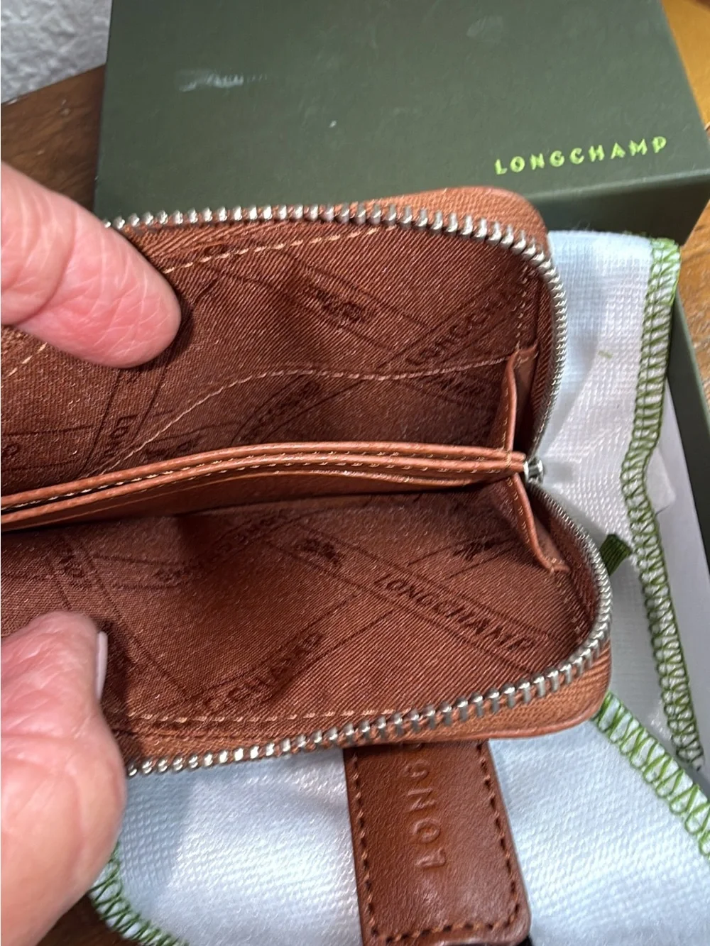 Longchamp Le Foulonne Leather Coin Purse With Removable Card Holder and key